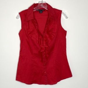 Antilia Femme red ruffled blouse small